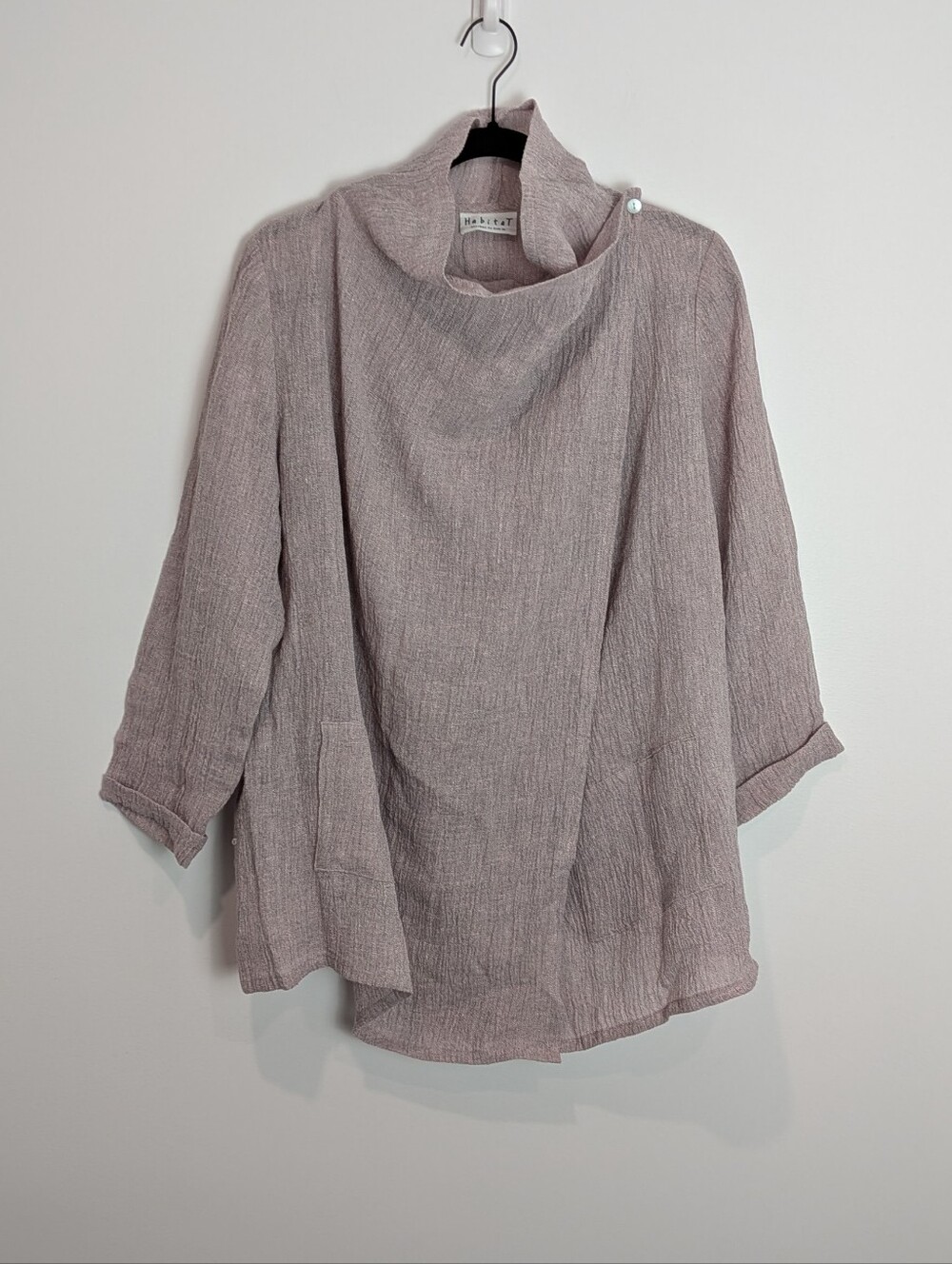 Habitat Linen Asymmetrical Draped Tunic Top Size S Lagenlook Minimalist